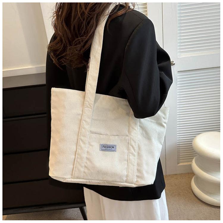 Shoulder bag tote bag 2025 autumn new corduroy fashion simple large capacity commuter women's bag