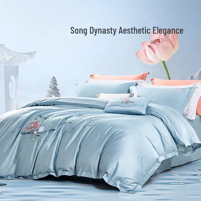 Fuanna Ya Song Ru Meng Ling 100-Count Long-Staple Cotton 4-Piece Bed Sheet Set