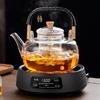 2024 Electric Ceramic Tea Maker and Glass Kettle Set - High Temperature Resistant for Steaming and Boiling, Integrated White Tea Set.