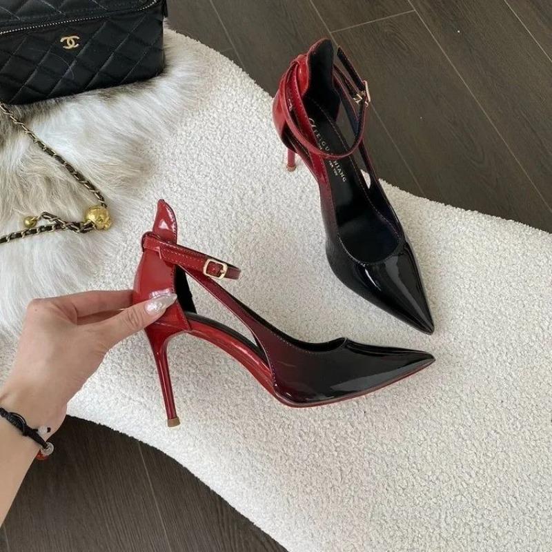 Red High Heels for Women 2025 New Style Spring and Summer Not Tiring Feet, Sexy Single Shoes, Toe Caps, Sandals  bridal shoes