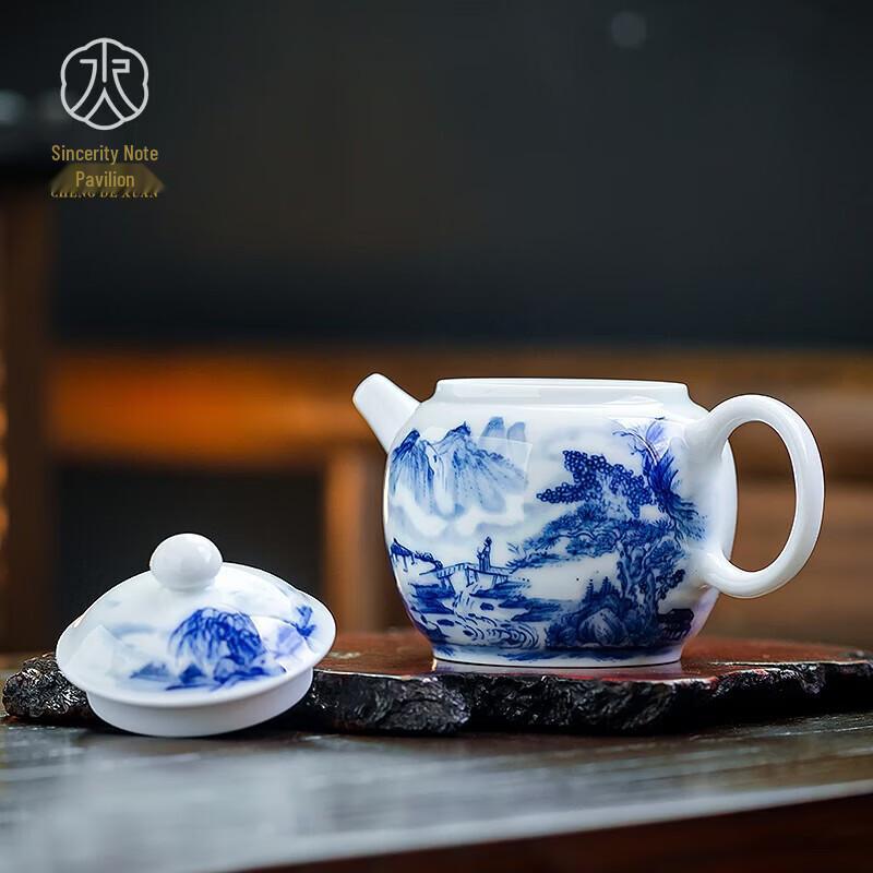 Jingdezhen Hand-painted Blue & White Porcelain Teapot