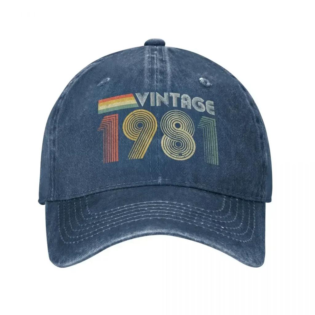 Vintage 1981 Birthday Gift Unisex Baseball Cap Distressed Washed Caps Hat Classic Outdoor All Seasons Travel Gift Snapback Cap