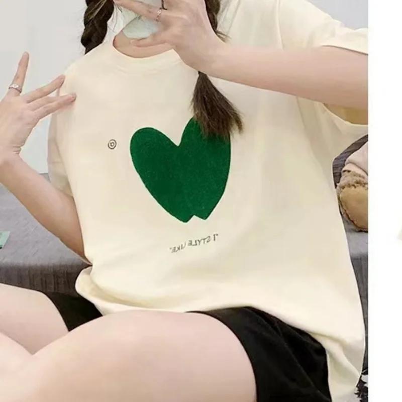 Women Summer Two Pieces Set Pajamas O-neck Short Sleeve Shorts Pant Homewear Thin Loose Cartoon Printing with Chest