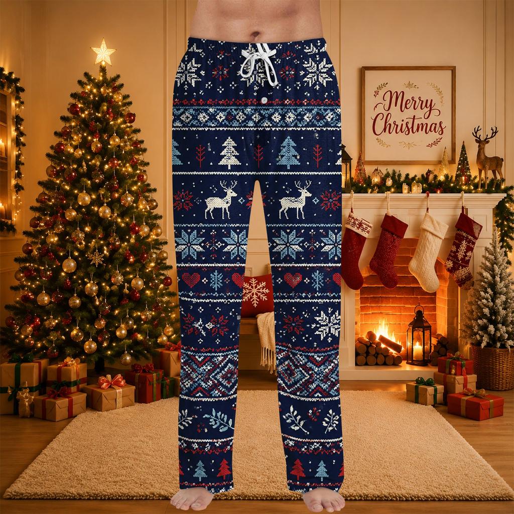 Men's Christmas Printed Pajama Pants for Casual Sleep