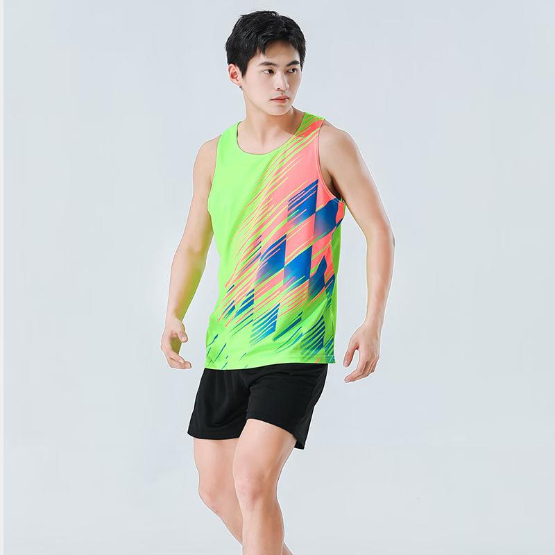 Track and field suit, sports training suit, men's sprinting sportswear, running vest, competition jersey, three-point pants.