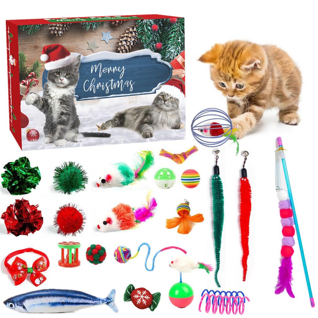 Pet Surprise Box Christmas Countdown Advent Calendar - 12/24 Days Cat Toy Blind Box Cats Accessories