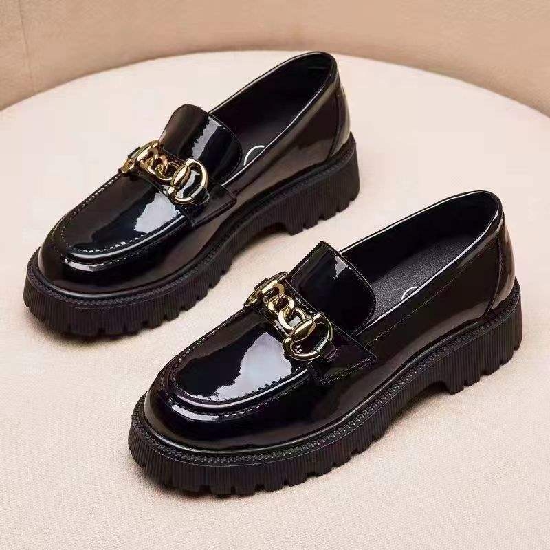 British style with skirt small leather shoes women's 2025 autumn new Japanese muffin bottom loafers fashion versatile single shoes