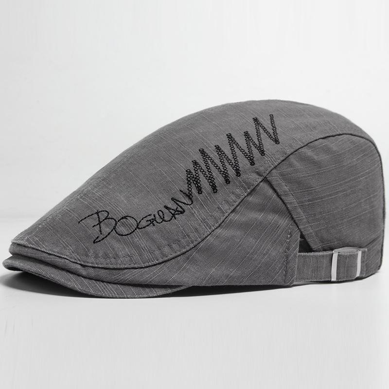 New men s beret spring and autumn cotton embroidered cap men s fashion casual forward hat Adjustable [55-59cm]