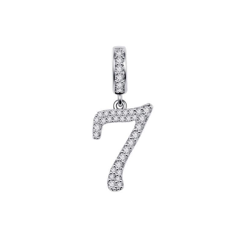 Fine Charms Handmade DIY Women Fashion Jewelry Gift Item Sparkling 0-9 Lucky Numbers Zirconia Charm Pendant Fit Original Design Bracelets Beads