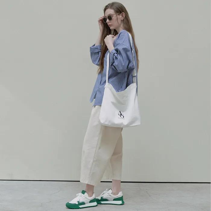 Canvas Logo Square Bag - White