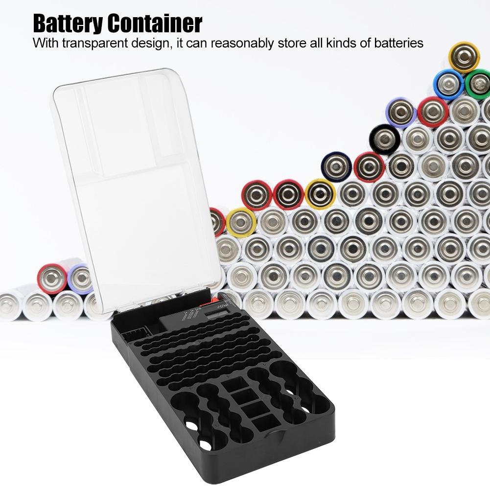 104 Grids Portable Battery Organizer Storage Box Carrying Case Holder With Battery Tester