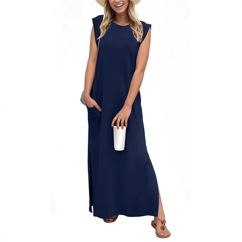 Abito Lungo Casual Estivo da Donna Senza Maniche Ampio