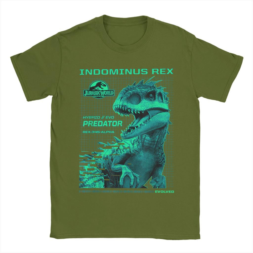 Jurassic World Indominus Rex T Shirts Men Vintage T-Shirts Round Collar Hybrid Predator Tee Shirt Short Sleeve Clothes Plus Size