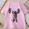 Funny Cat Gym T Shirt Women Cat Workout Funny Deadlift Gym Tshirt Casual Women Summer Round Neck Short Sleeve Clothing