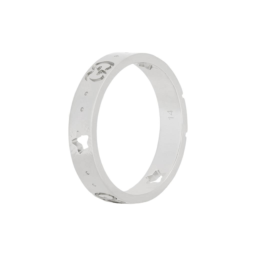 Gucci Icon Star Silver Gold Plated Matte 18K White Gold Ring Unisex rings 607339-J8502-9000