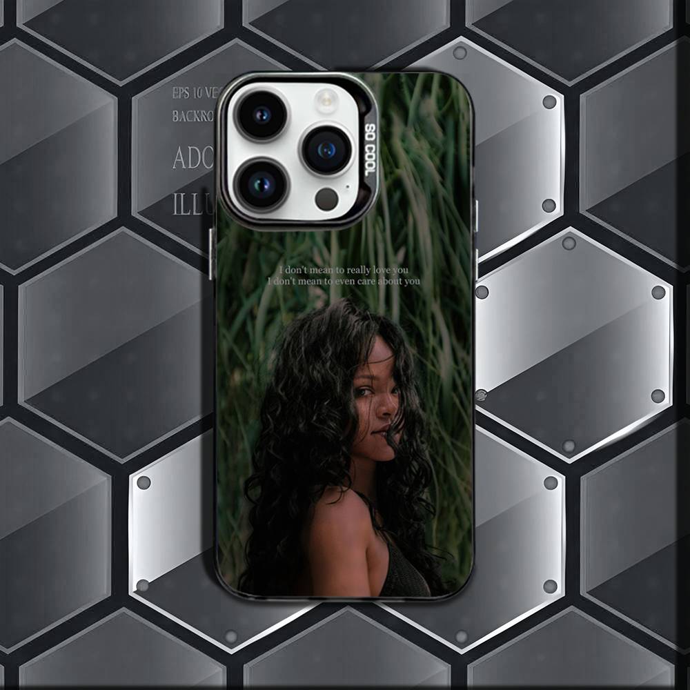 New Singer R-Rihannas Phone Case For iPhone 17,16e,16,ProMax,15,14,Plus,13,12,Mini,11,Pro Matte Colored Silver Luxury Cover