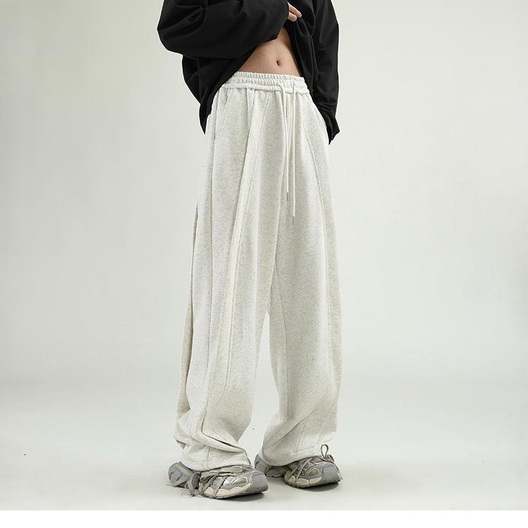 American deconstruction sweatpants men's spring high street ruffian handsome wide-leg casual pants Zi tide brand design sense elastic waist mopp