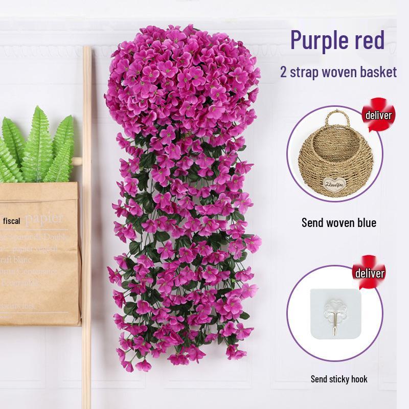 Artificial Violet Flower Vine - Silk Rose Hanging Decor for Weddings and Walls