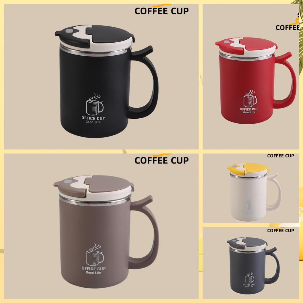 Stainless Steel Double-Layer Mug with Lid - Dust & Drop-Proof, Anti-Scald, for Home, Office & Dorm Use.