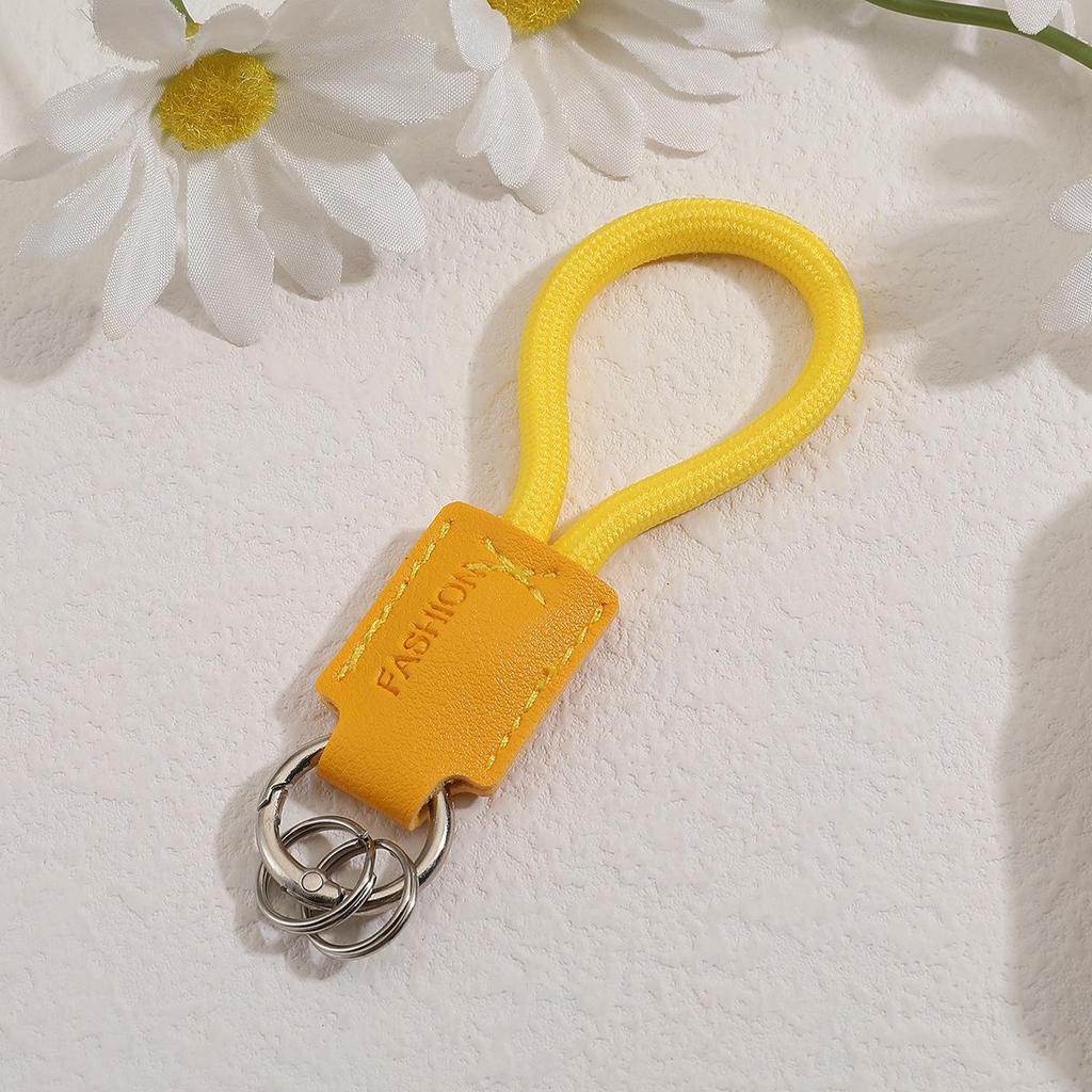 Handwoven Genuine Leather Keychain Pendant - Embossable Logo, High-Quality Lanyard, Anti-Loss Car Keychain.