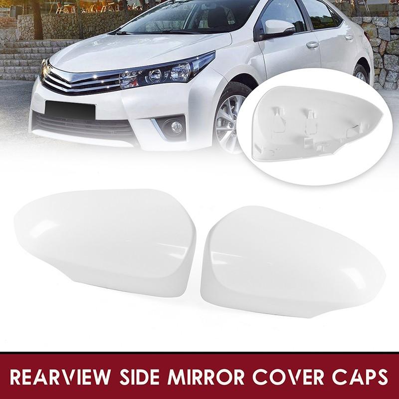 2x White Door Side Mirror Covers Caps Housing For Toyota Corolla 2014 2015 2016
