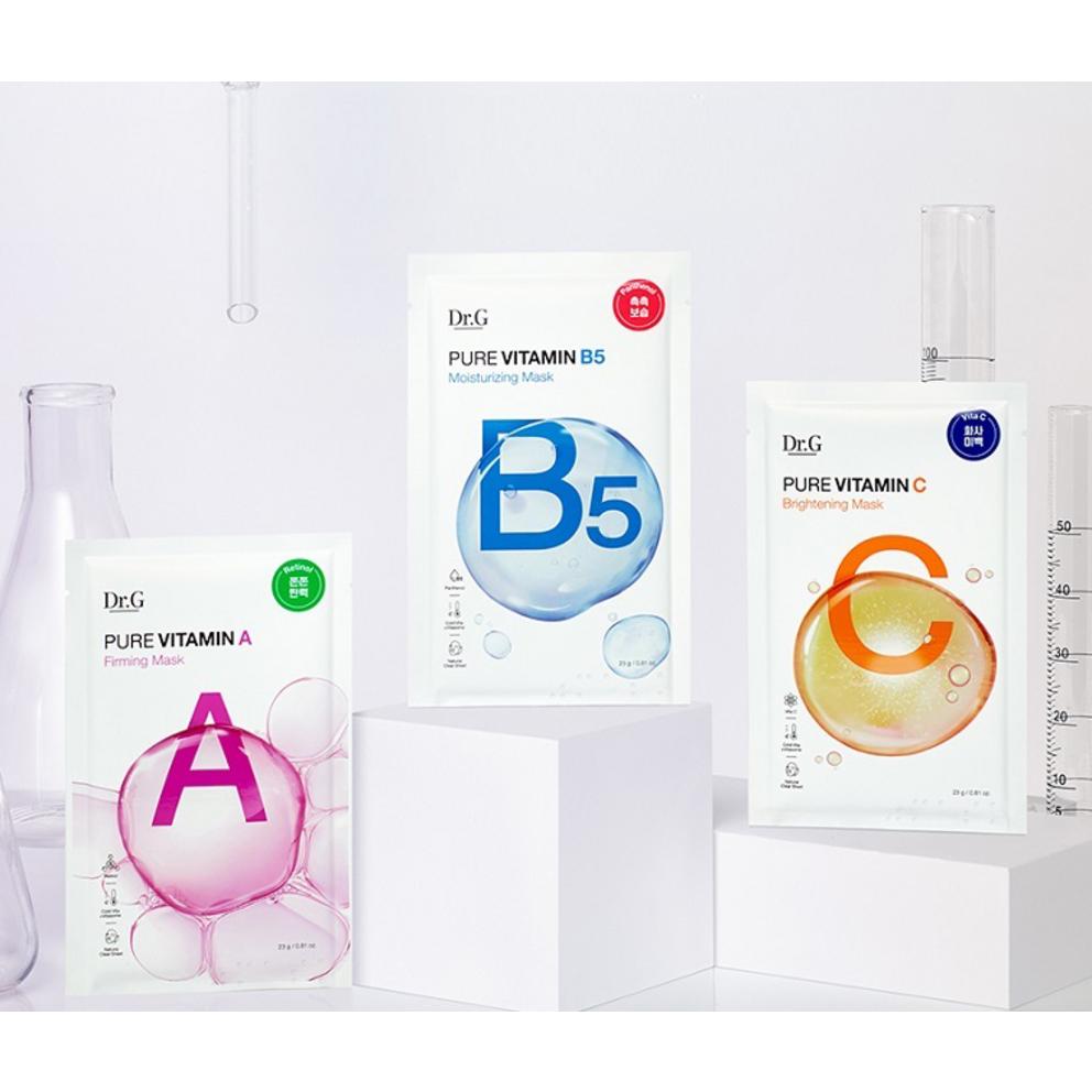 Dr.G Pure Vitamin A Firming 4pcs + Vitamin B5 Moisturizing 4pcs + Vitamin C Brightening 4pcs Mask Set, 1 pack