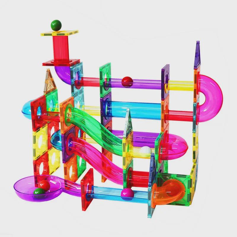Wellbbplay Magnetic Window Pipeline Building Blocks: Colorful Educational Ball Track Toys