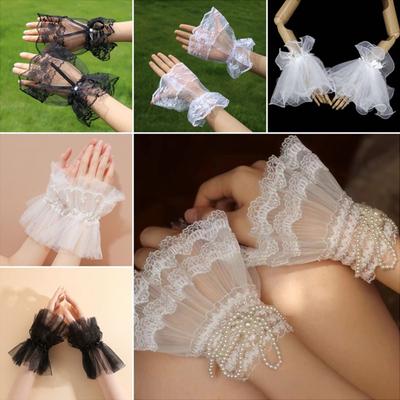 Bequeme Spitzen-Rüschen-Handgelenk-Viktorianische Fake-Ärmel Manschetten Abnehmbare Ärmelmanschetten Hochzeit