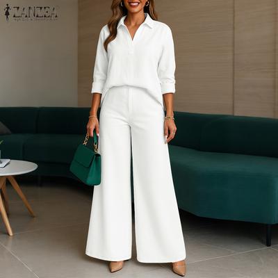 Women Long Sleeve Blouse and Pants Casual Two Piece Suit Sets