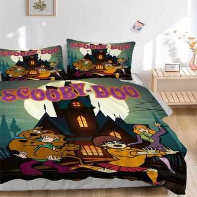 Scooby-Doo Mystery Night Bettwäsche-Set Bettbezug Geschenk für Schlafzimmer, Enthält 1 Bezug und 2 Kissenbezüge, Ohne FüllungB504