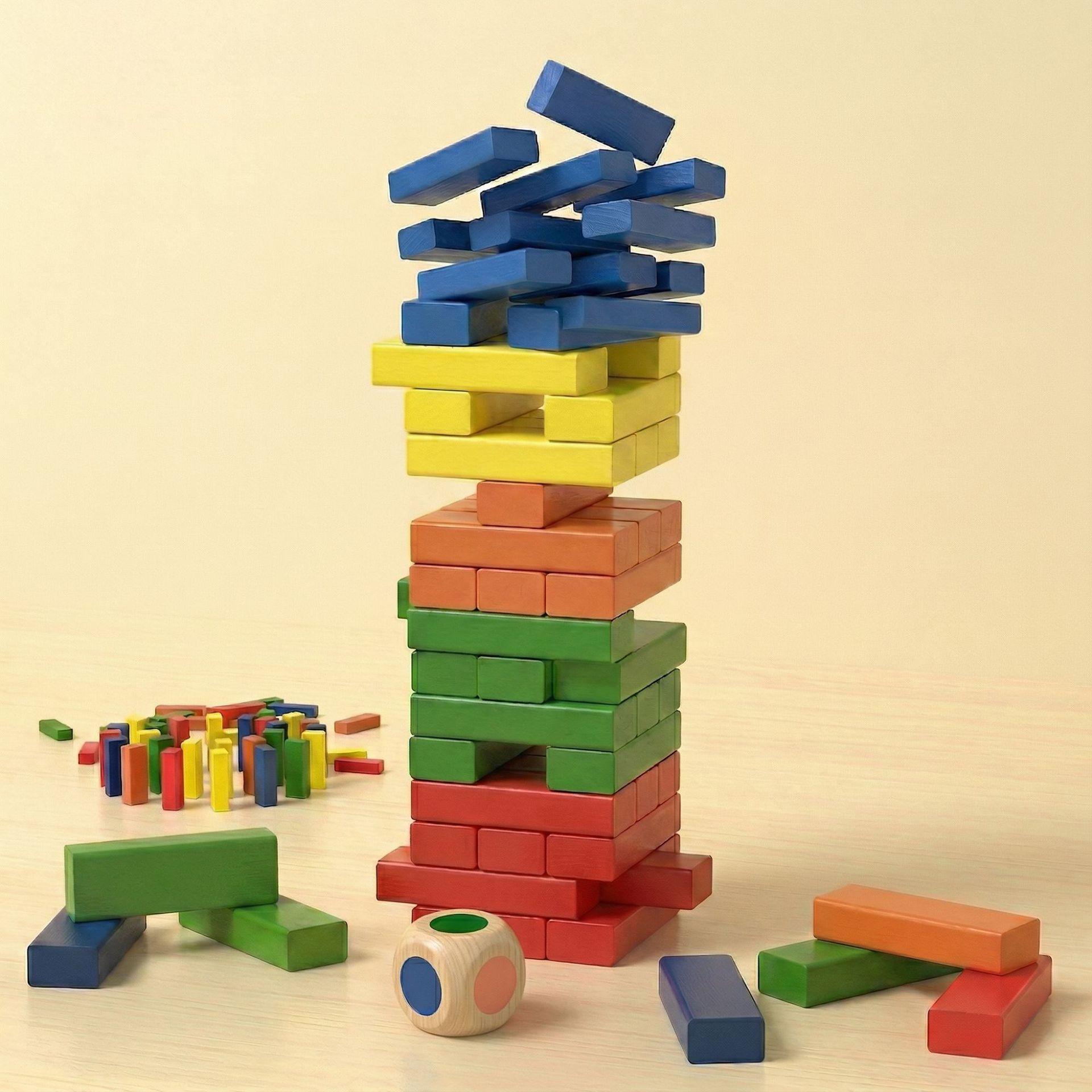 Цифровые строительные блоки Jenga: Большая обучающая игра-балансир из массива дерева для детей и родителей.