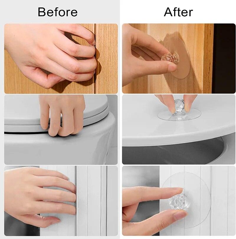 10/2Pcs Punch-free Drawer Knobs Self-Adhesive Kitchen Cabinet Handle Furniture Cupboard Dresser Window Door Push Pull Handles