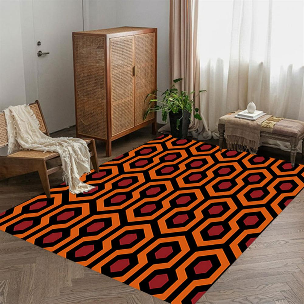 Modern Orange Striped Geometric Carpet Living Room Decor Sofa Rug Bedside Soft Area Rug Balcony Coffee Table Floor Mat Doormat