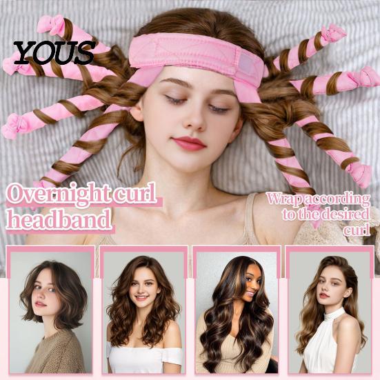 Women Hair Curler No Heat Curling Rod Headband, Fo Long Thick Hair, Headband Curls Roller with Eight Claws, DIY Styling Tool for Portable Accessory