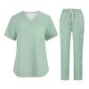 Soild Scrub Working Uniform Suit For Women's Cross V-Neck Short Sleeve Fun T-Shirts Workwear Tee With Pockets