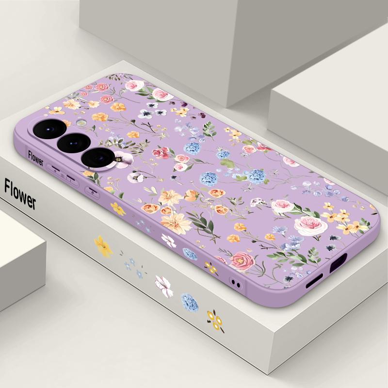 Vintage Floral Pattern Case For Samsung Galaxy S25 Ultra S24 Plus S22 S23 S21 FE A15 A16 A17 A35 A36 A54 A55 A56 5G Funda Capa