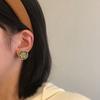 Gold Foil Sunflower Ear Clips Medieval Camellia Handmade Dried Flower Stud Earrings Simple Temperament Celebrity Style Mosquito Coil Disc Earrings