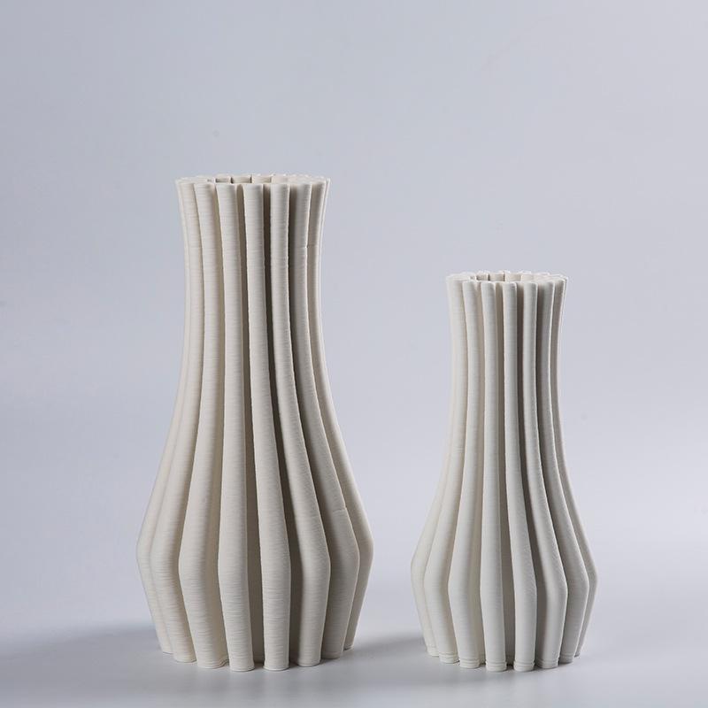 

Ceramic Vase Abstract Geometric Ornaments Stripe Three-dimensional Porcelain Handicrafts Flower Vase Home Decoration Accessories