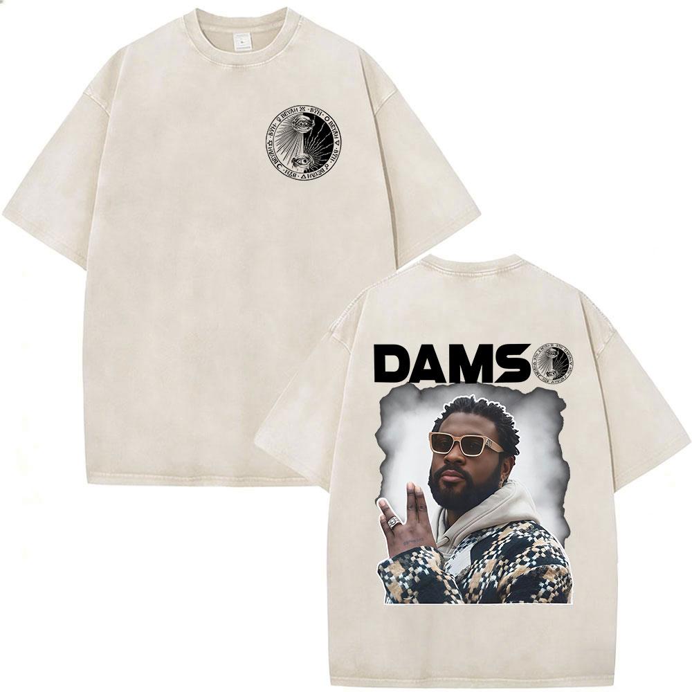 Vintage Spierane Koszulki Rapper Damso Beyah Tour 2026 Mężczyźni Kobiety Odzież Moda Hip Hop Krótki Rękaw Okrągły Dekolt Koszulki Streetwear