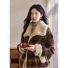 Mixiu Women's Retro Plaid Lamb Wool Padded Jacket