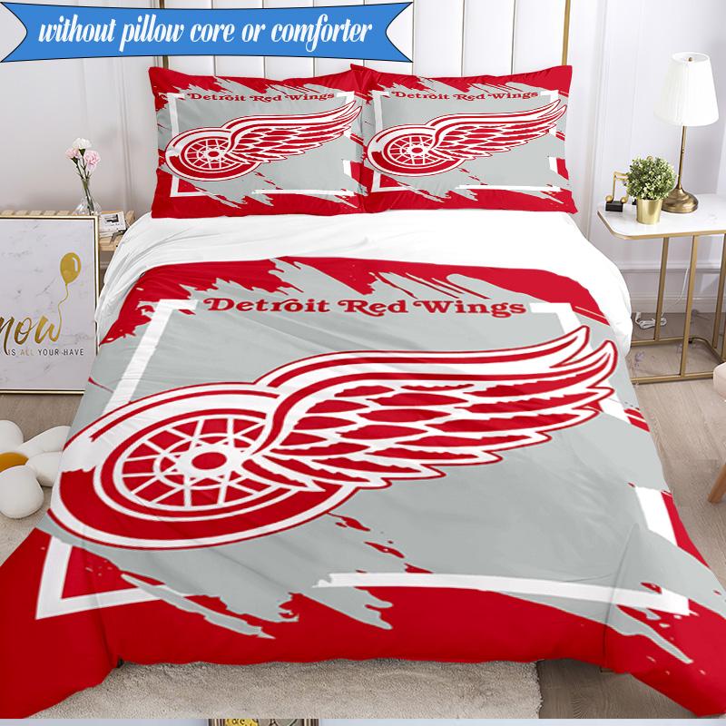 3PCS Vintage Detroit Wings Logo Bedding Set,Including 1pc Duvet Cover And 2pcs Pillowcases Perfect for Bedroom, Dormitory, Fan Christmas Gift