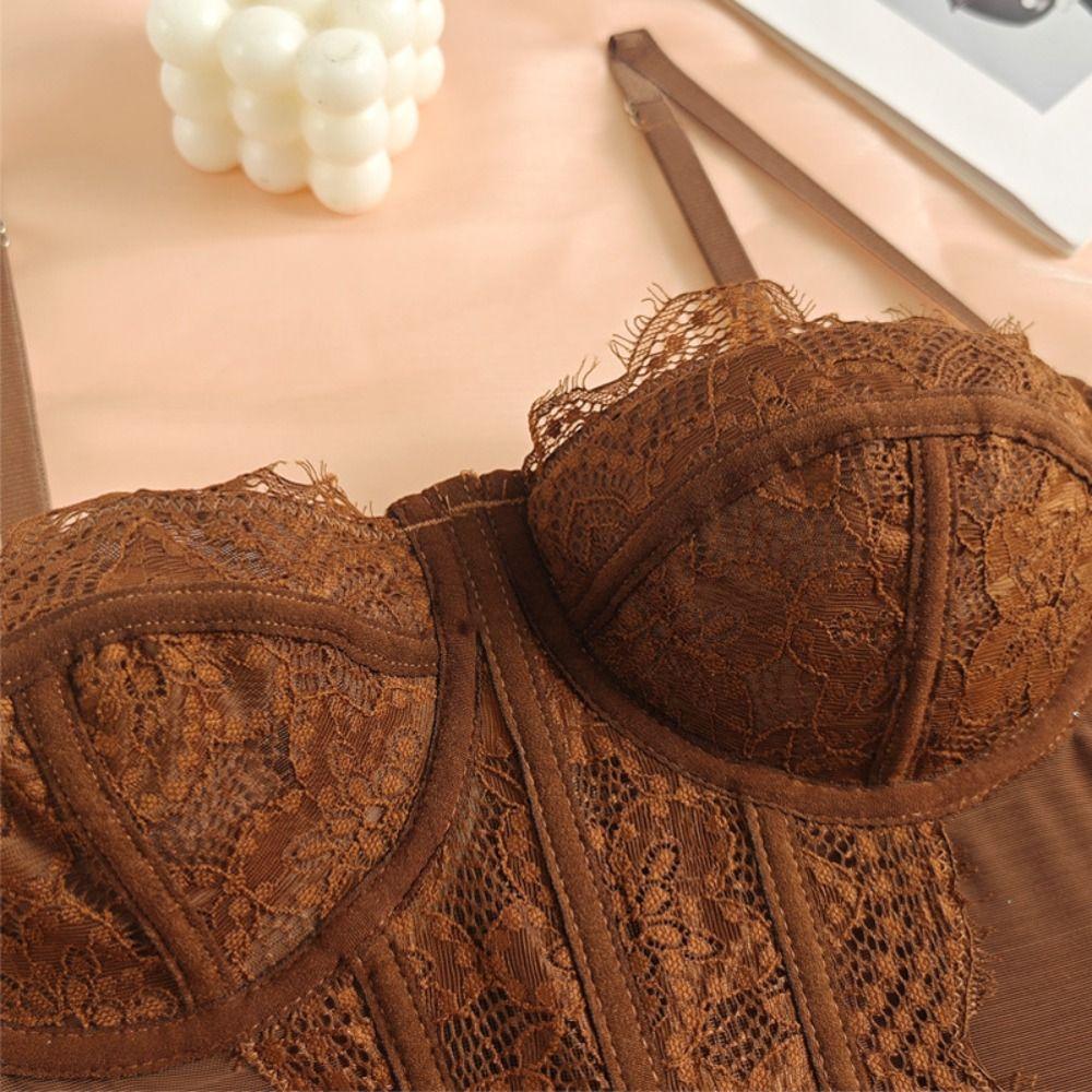 Slim fit Lace Corset Transparent Crop Tops Spicy Girl Style Lace Camisole Spring Summer