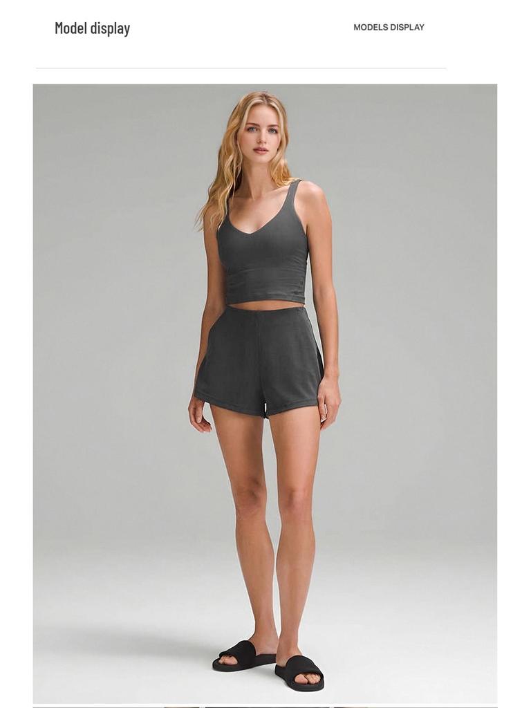 Dámské vysoce elastické žebrované jógové šortky - Prodyšné, volného střihu, zvedající boky pro běh a běžné nošení