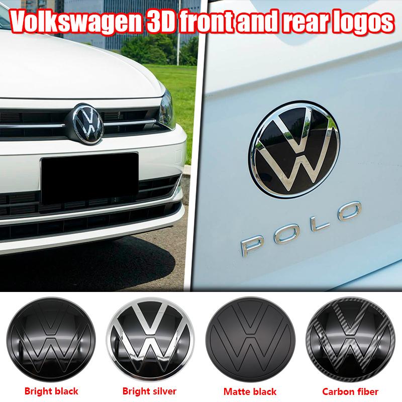 FD06-Valve Stems Caps For Volkswagen Polo 2019 2020 2021 2022 2023 2024 1Pc 139mm 110mm Car Logo Front Bonnet Hood Rear Trunk Emblem