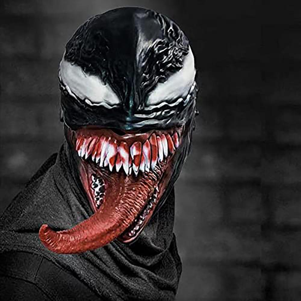 Venom Spider-Man Avengers Mask Latex Headgear Horror Props Halloween Party Cosplay Decoration Headpiece