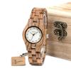 BOBO BIRD Bamboo Wood Watch with Imitation Quartz Wooden Watch with Gift Box Women's Diamonds, Men's Movement, (Brown)