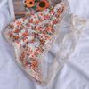 Elegant Floral Cotton Head Scarf Soft Wrap Printing Hair Scarf Vintage Lace Triangle Scarf  Beach