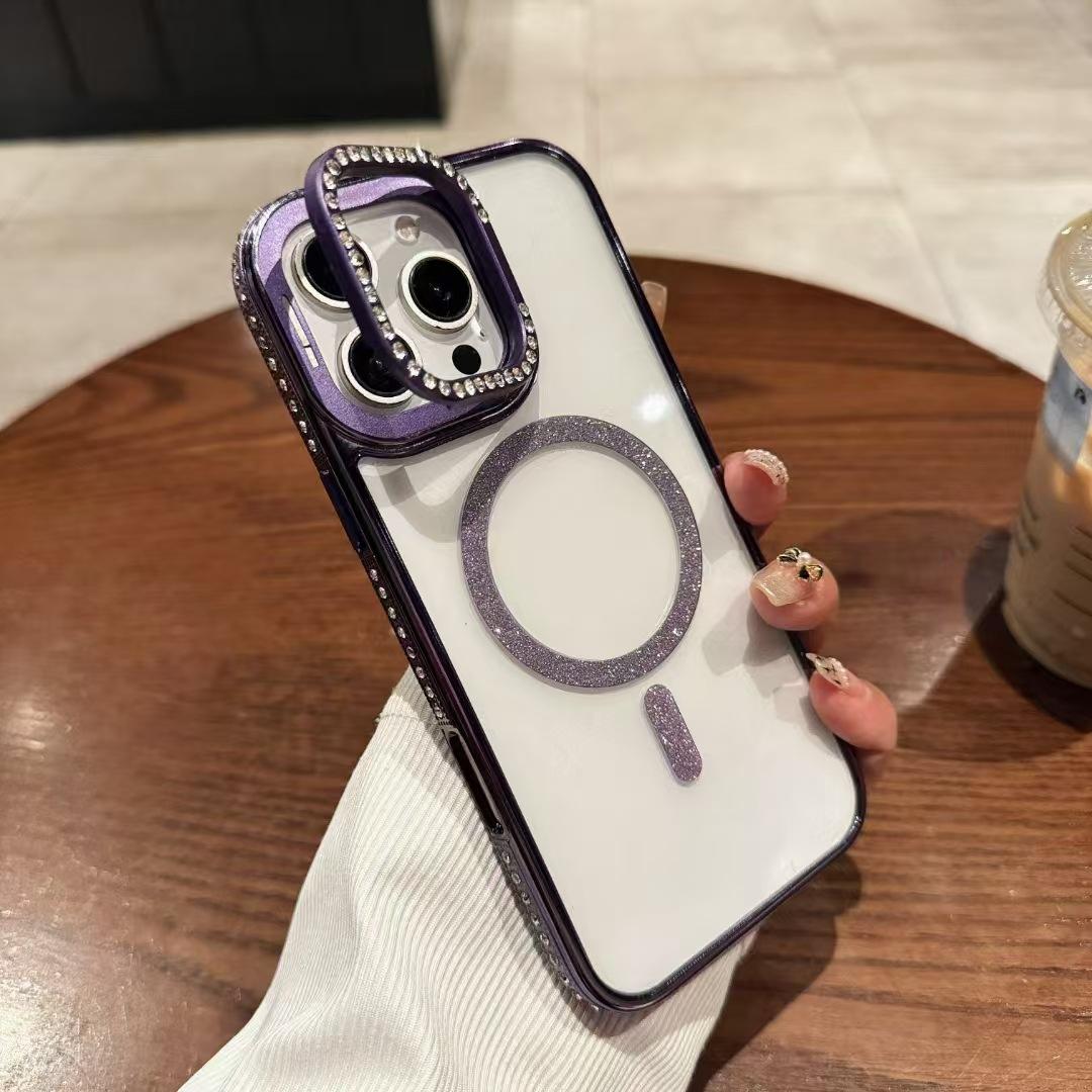 

Подходит для iPhone16promax, гальванизированный кронштейн для объектива вспышки 15/14, магнитный присоска, полный комплект защитного чехла Apple 16Plus