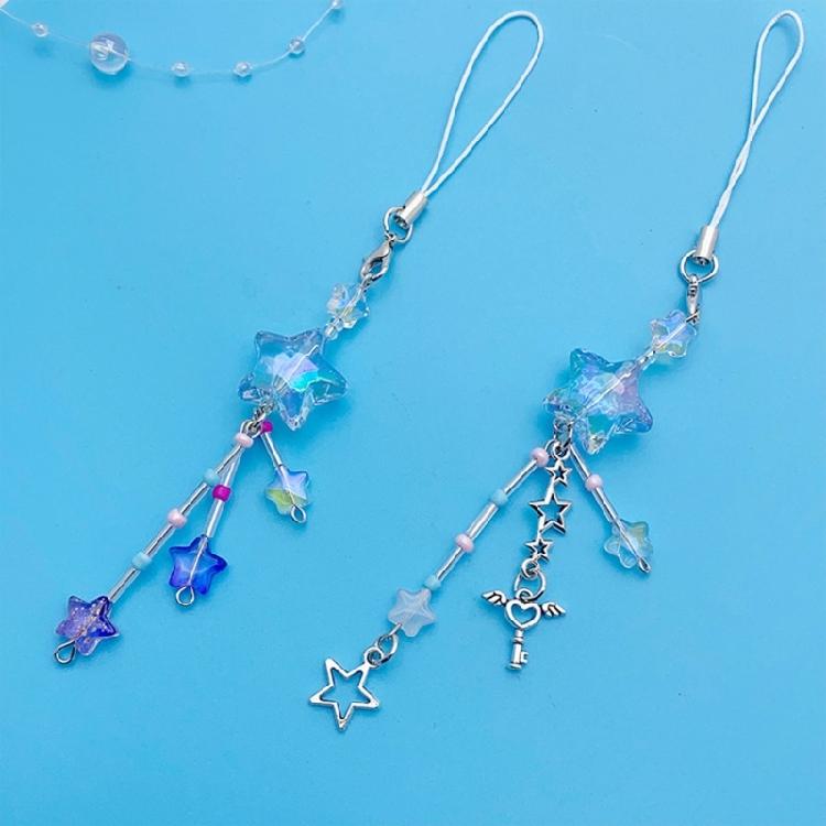 Cute Bowknot Phone Charm Acrylic Star Pendant Keychain Ornament Bag Accessory