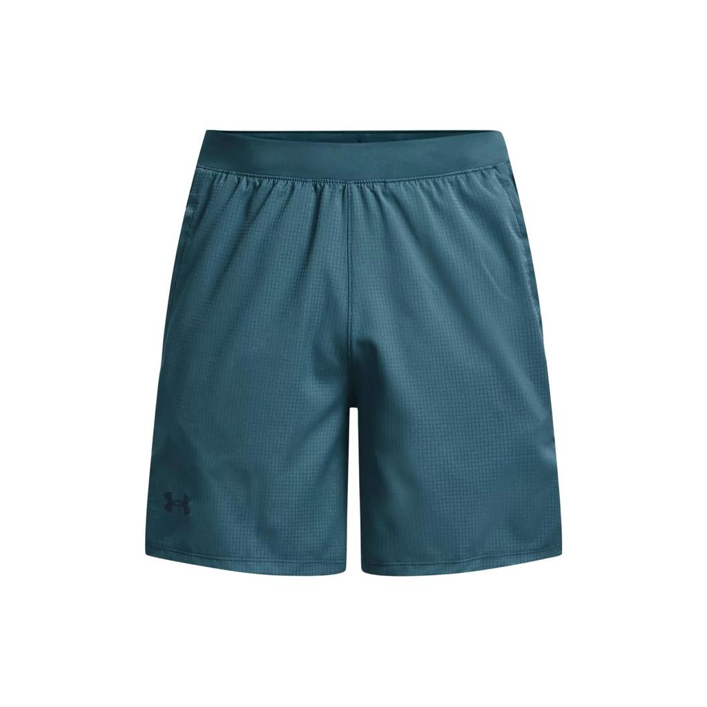 Under Armour Solid Color Checkered Print Straight-Leg Casual Shorts With Elastic Waist Men Bottoms Static-Blue 1376583-414